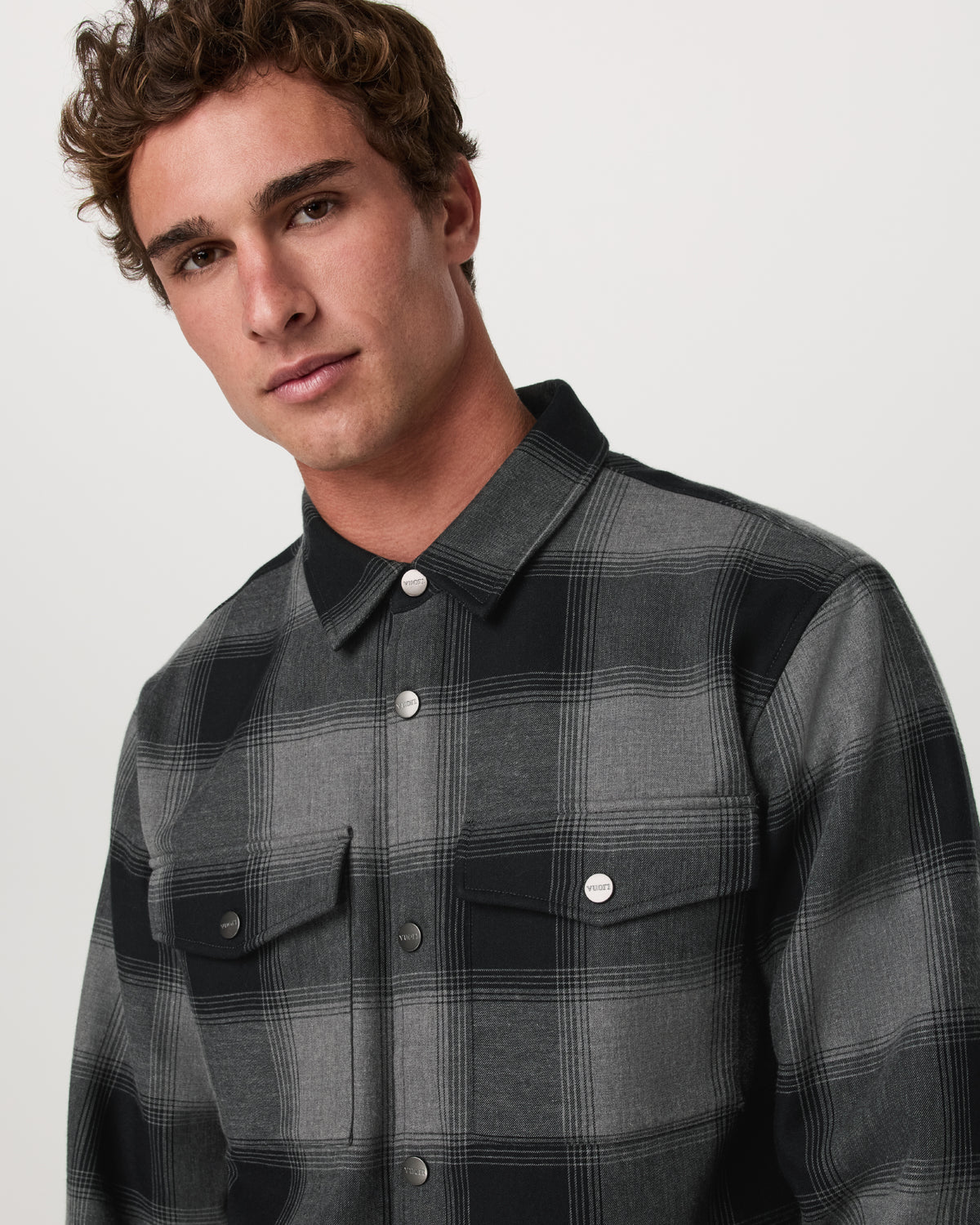 Men Vuori Range Shirt Jacket 2.0 Men's Dark Pewter Plaid Jacket