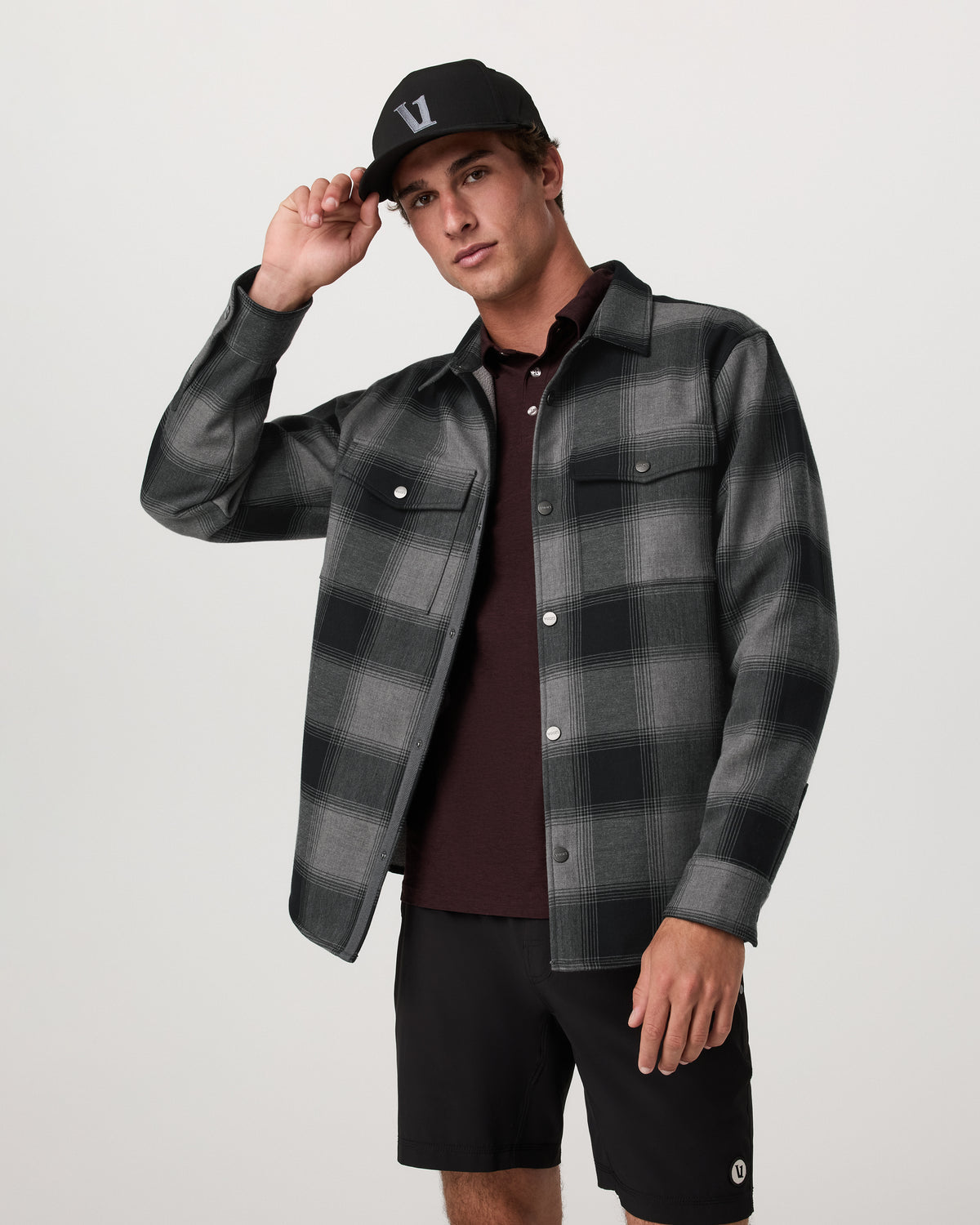 Men Vuori Range Shirt Jacket 2.0 Men's Dark Pewter Plaid Jacket