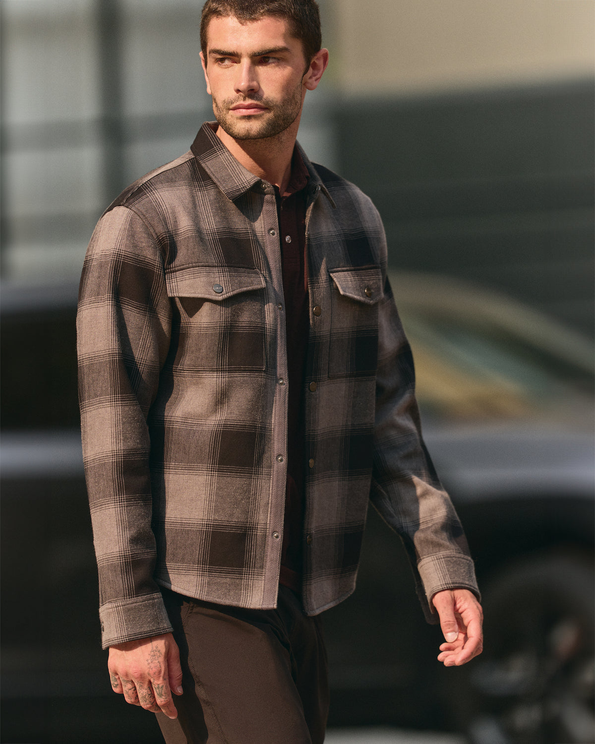 Men Vuori Range Shirt Jacket 2.0 Men's Dark Pewter Plaid Jacket
