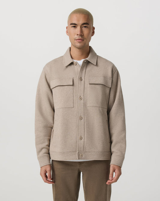 Men Vuori Seaside Shirt Jacket Men's Acorn Heather Fleece Jacket