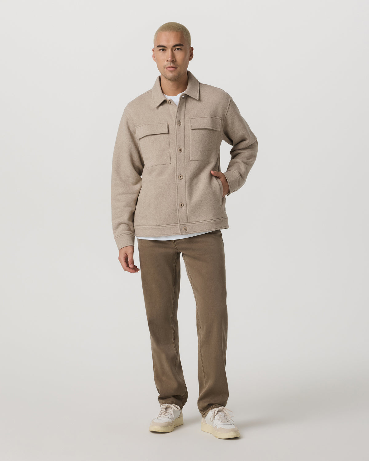 Men Vuori Seaside Shirt Jacket Men's Acorn Heather Fleece Jacket