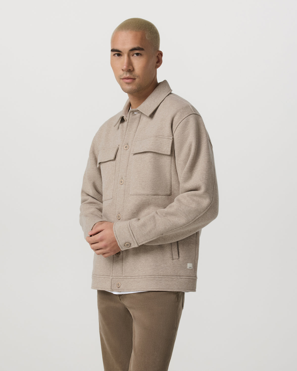 Men Vuori Seaside Shirt Jacket Men's Acorn Heather Fleece Jacket