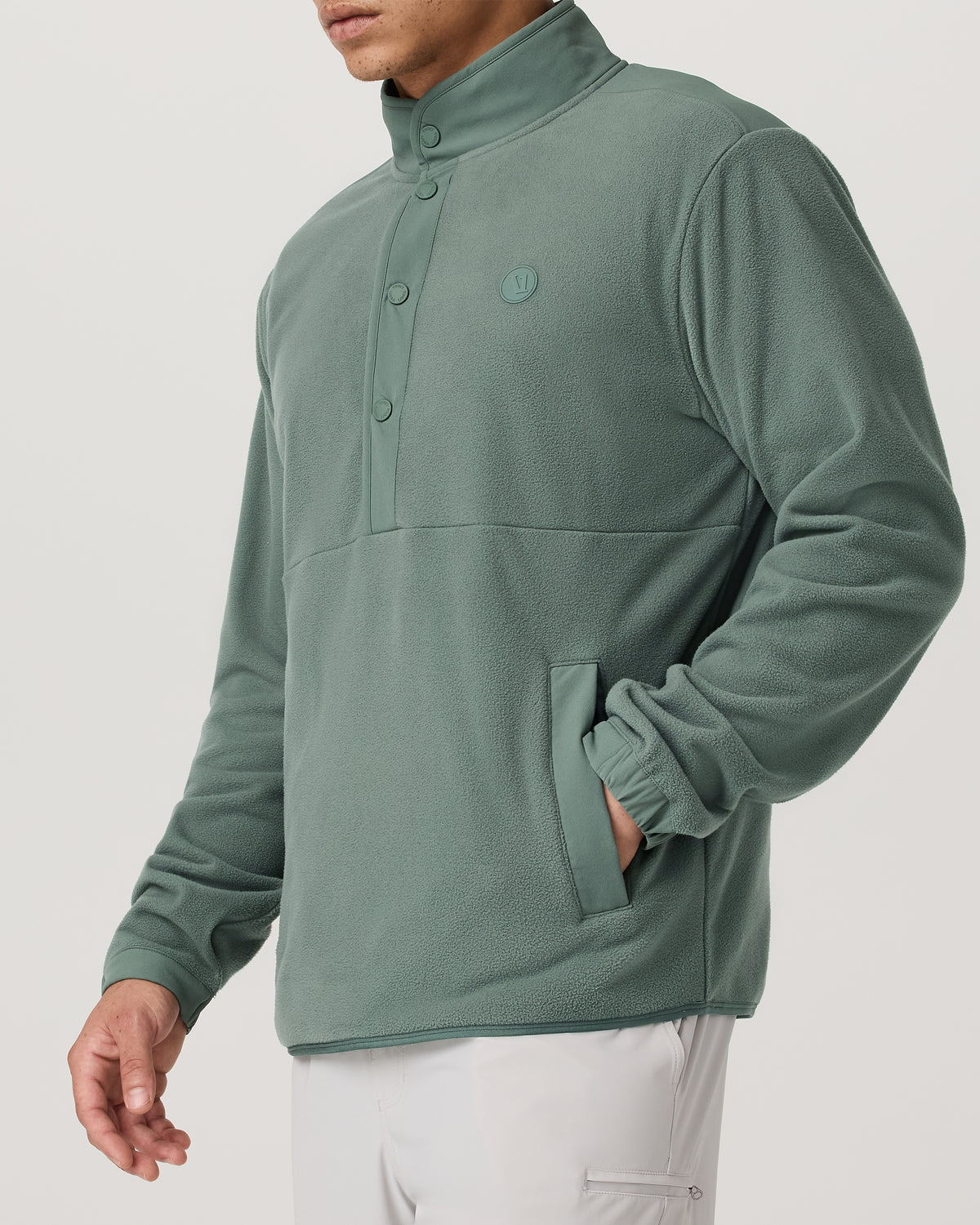 Men Vuori Aspen 1/2 Snap Men's Fleece Mock-Neck Pullover: Marsh