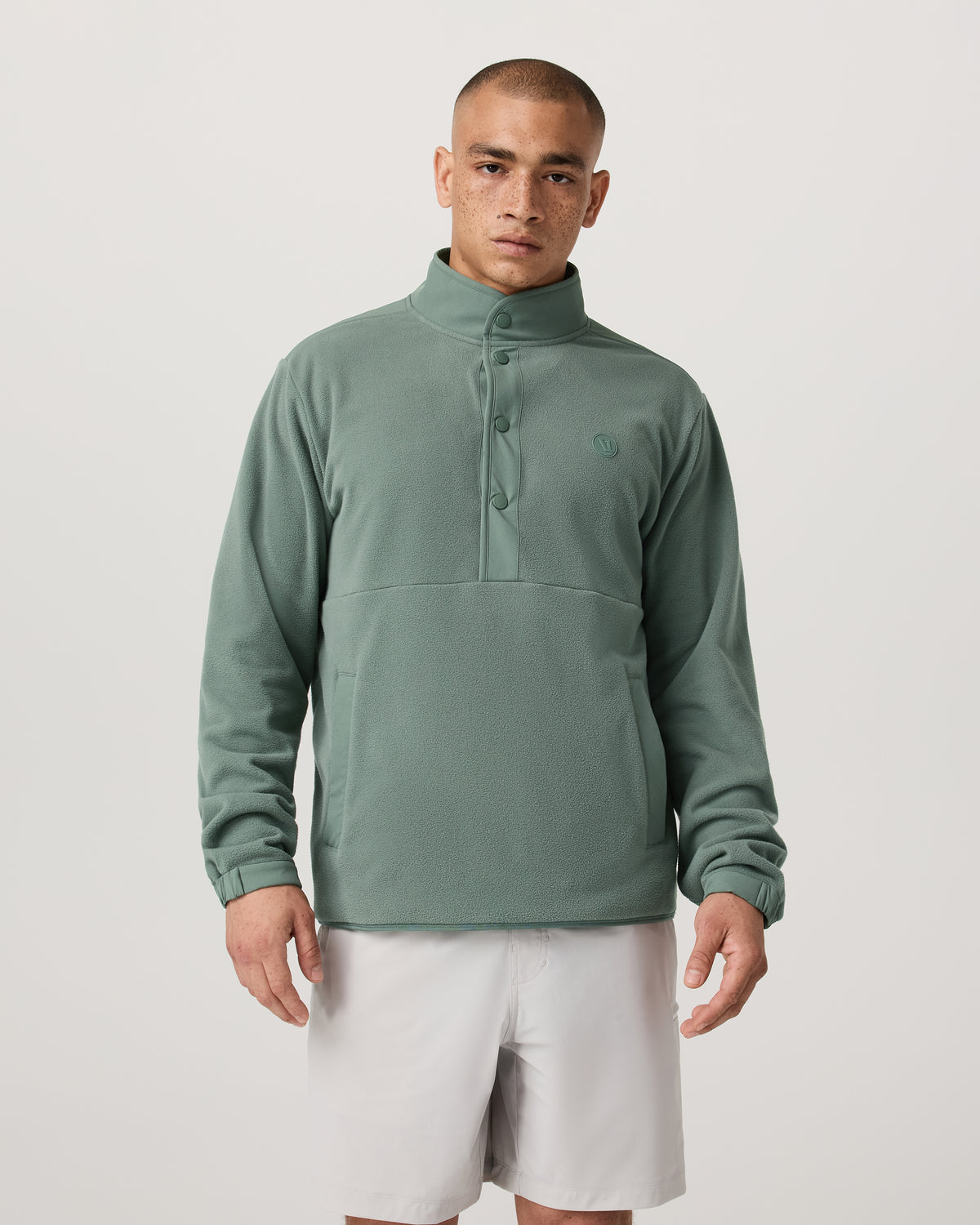 Men Vuori Aspen 1/2 Snap Men's Fleece Mock-Neck Pullover: Marsh