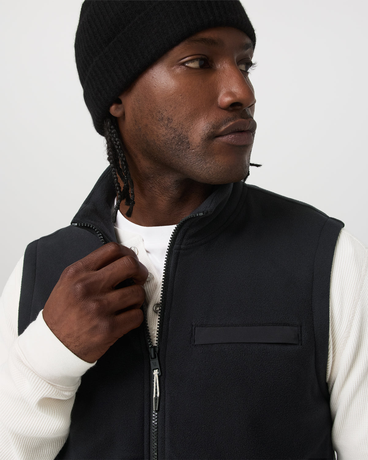 Men Vuori Aspen Vest Men's Black Zip-Up Fleece Vest