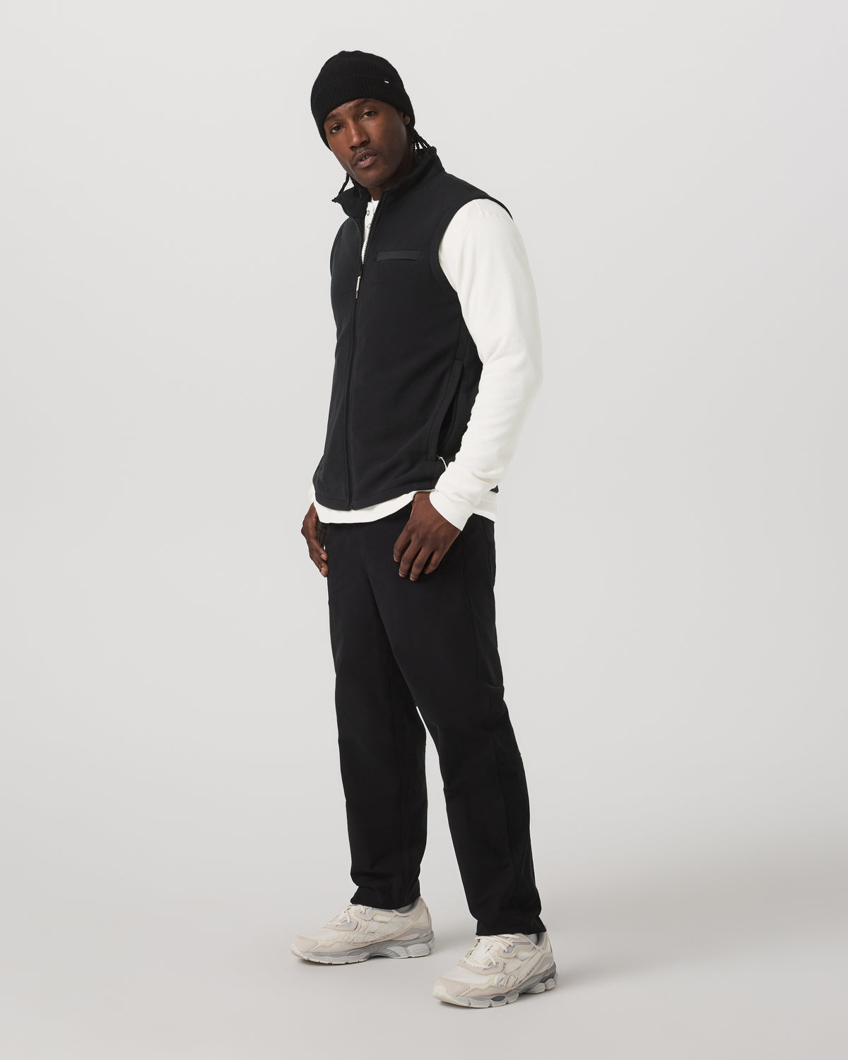 Men Vuori Aspen Vest Men's Black Zip-Up Fleece Vest