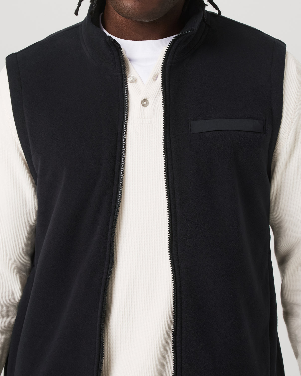 Men Vuori Aspen Vest Men's Black Zip-Up Fleece Vest