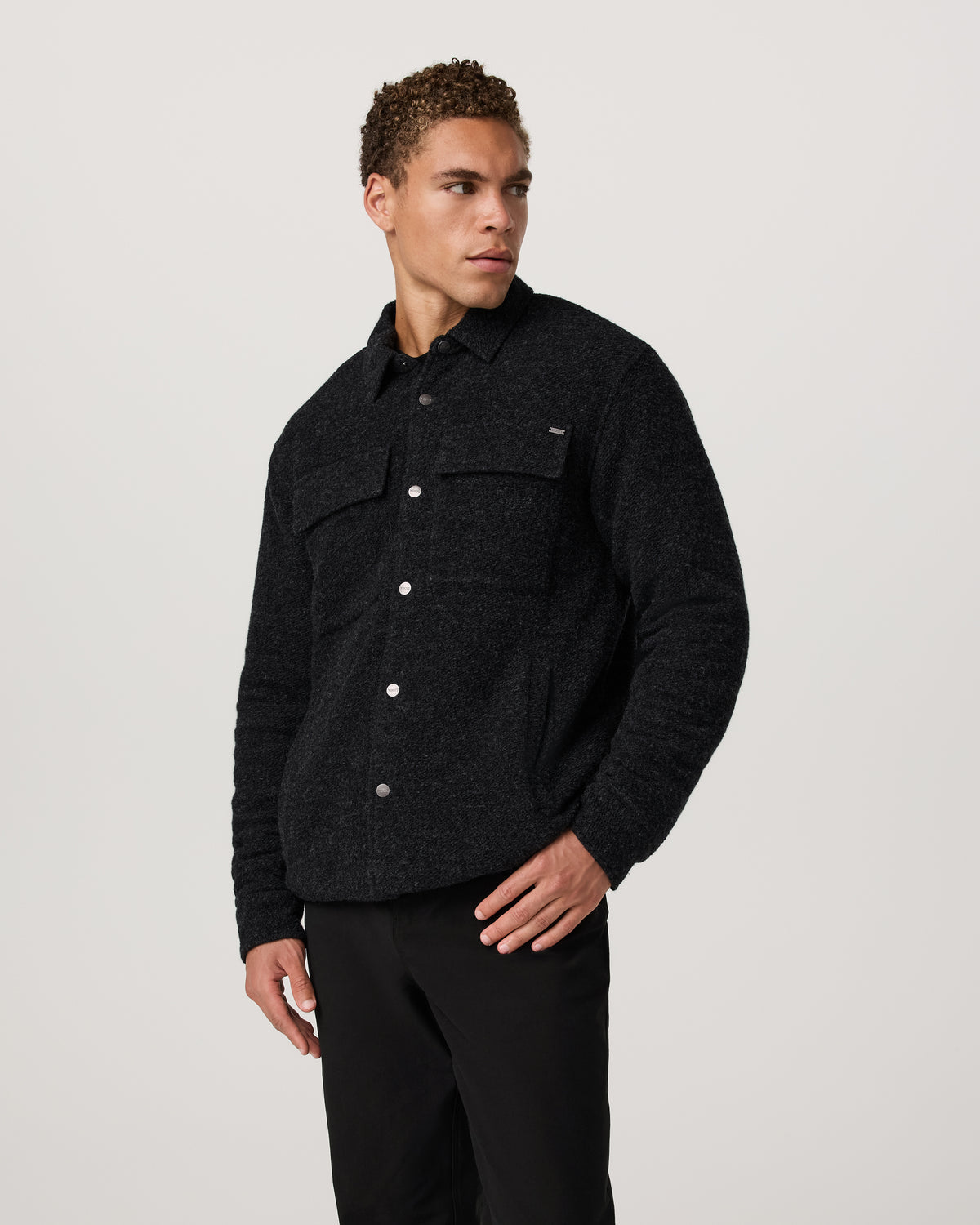 Men Vuori Plymouth Wool Shirt Jacket Dark Black Heather Jacket