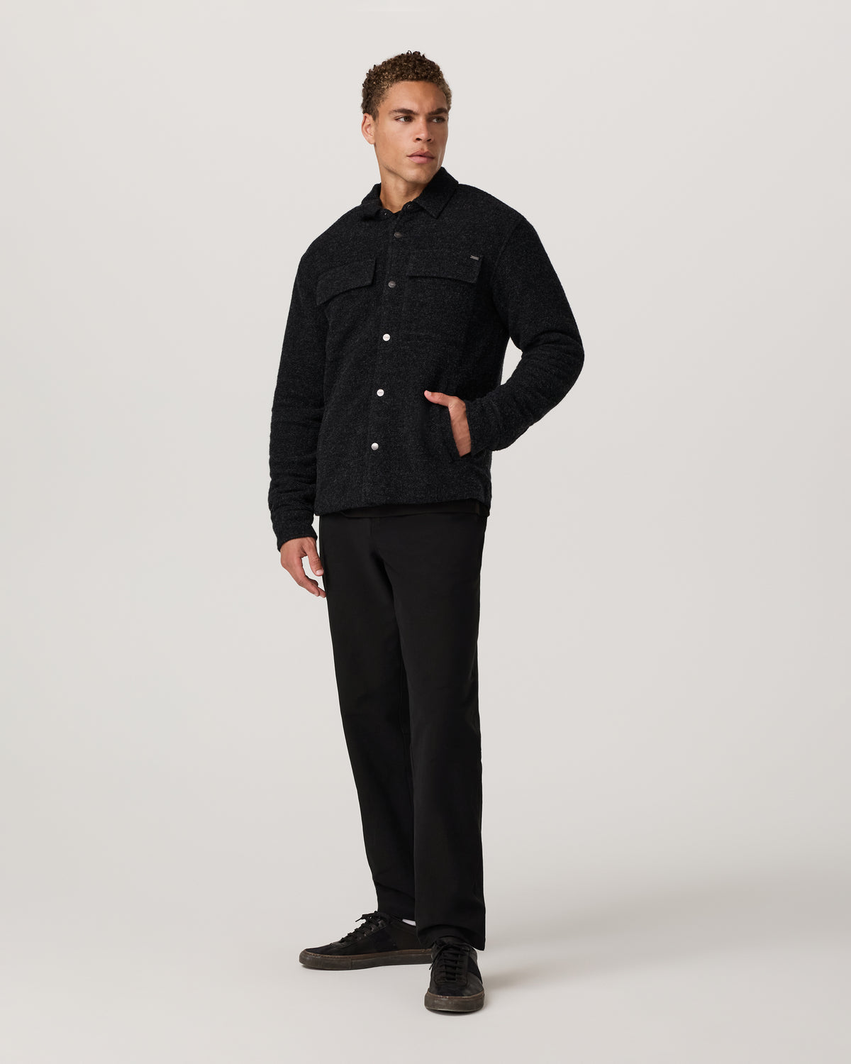 Men Vuori Plymouth Wool Shirt Jacket Dark Black Heather Jacket