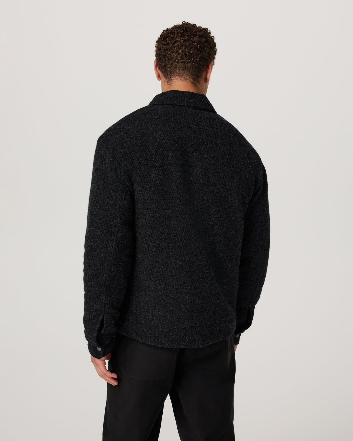 Men Vuori Plymouth Wool Shirt Jacket Dark Black Heather Jacket