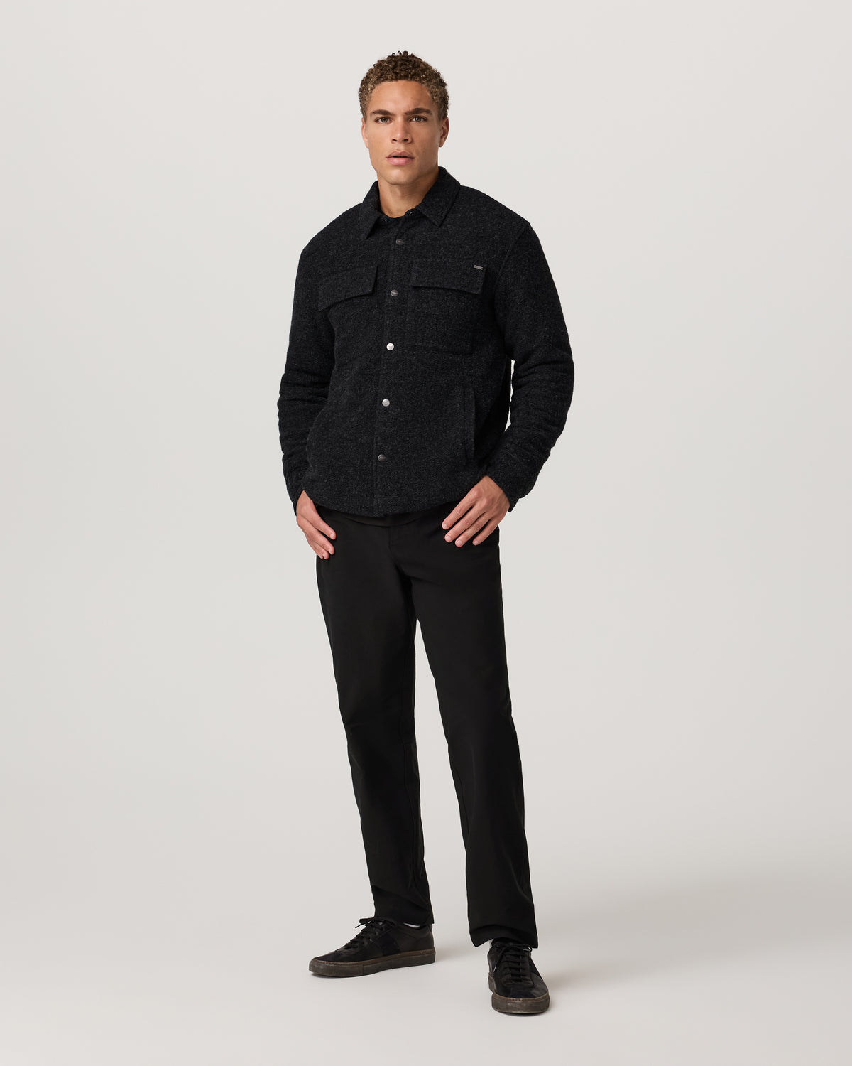 Men Vuori Plymouth Wool Shirt Jacket Dark Black Heather Jacket