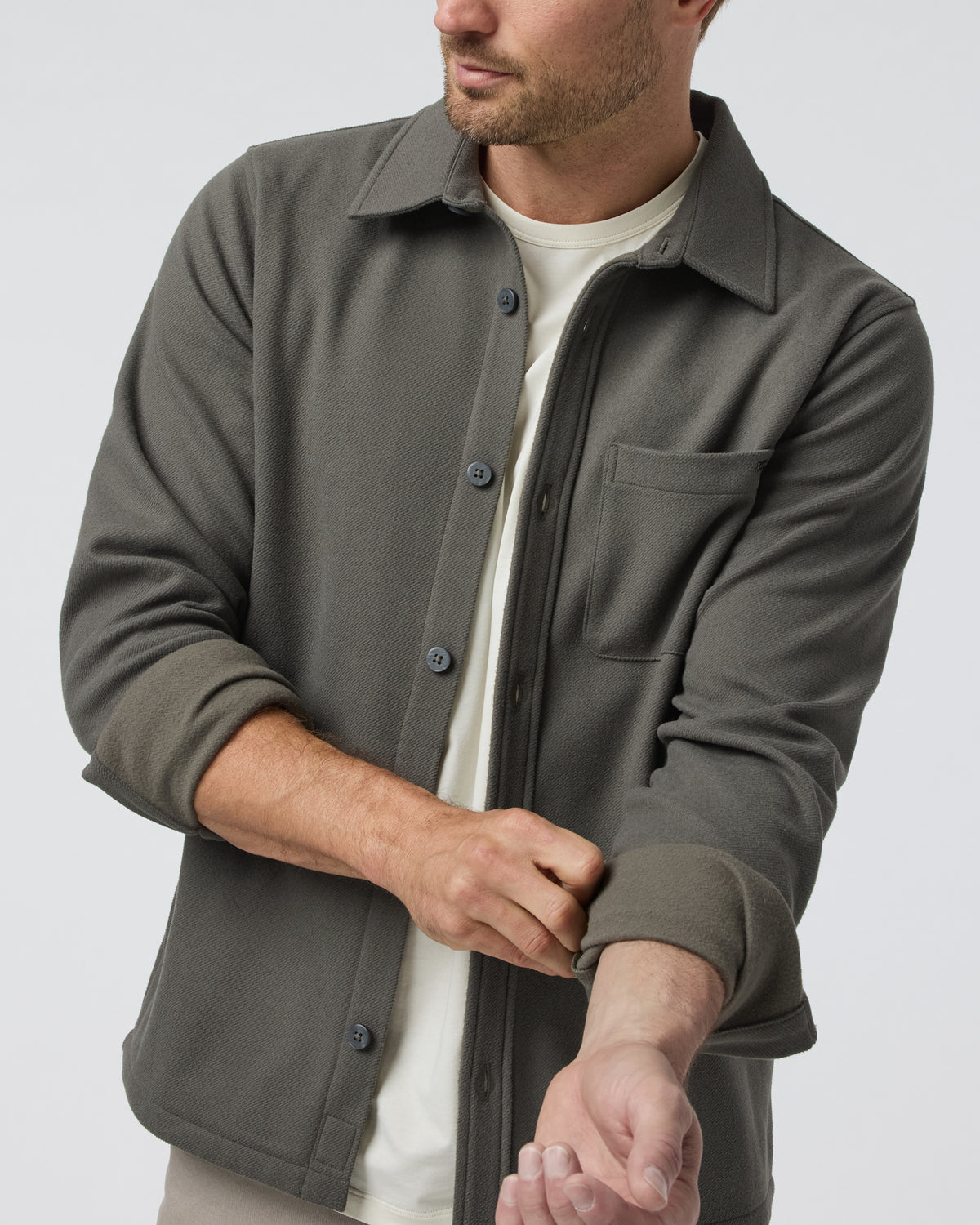 Men Vuori Beldon Shirt Jacket Knit Twill Oregano