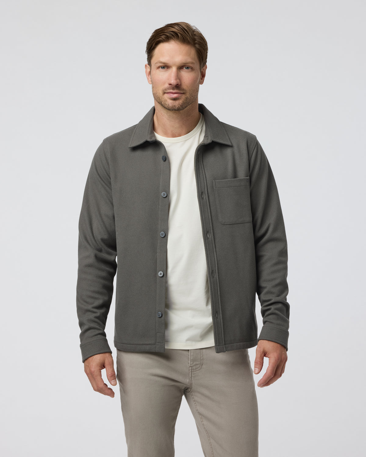 Men Vuori Beldon Shirt Jacket Knit Twill Oregano