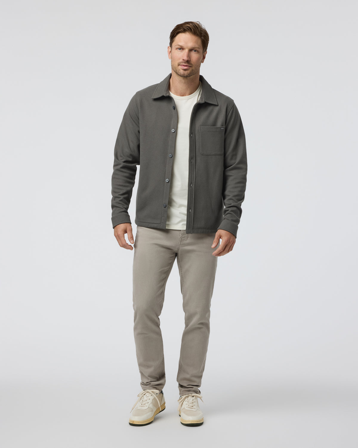 Men Vuori Beldon Shirt Jacket Knit Twill Oregano