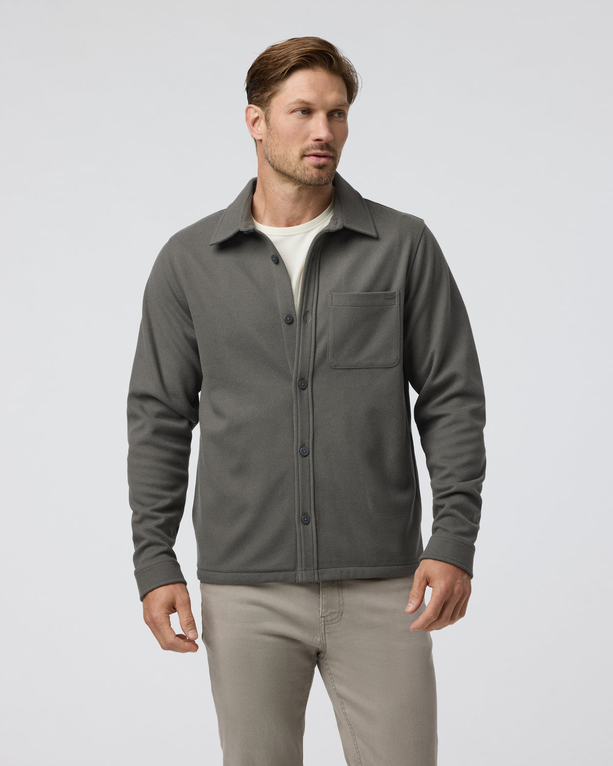 Men Vuori Beldon Shirt Jacket Knit Twill Oregano