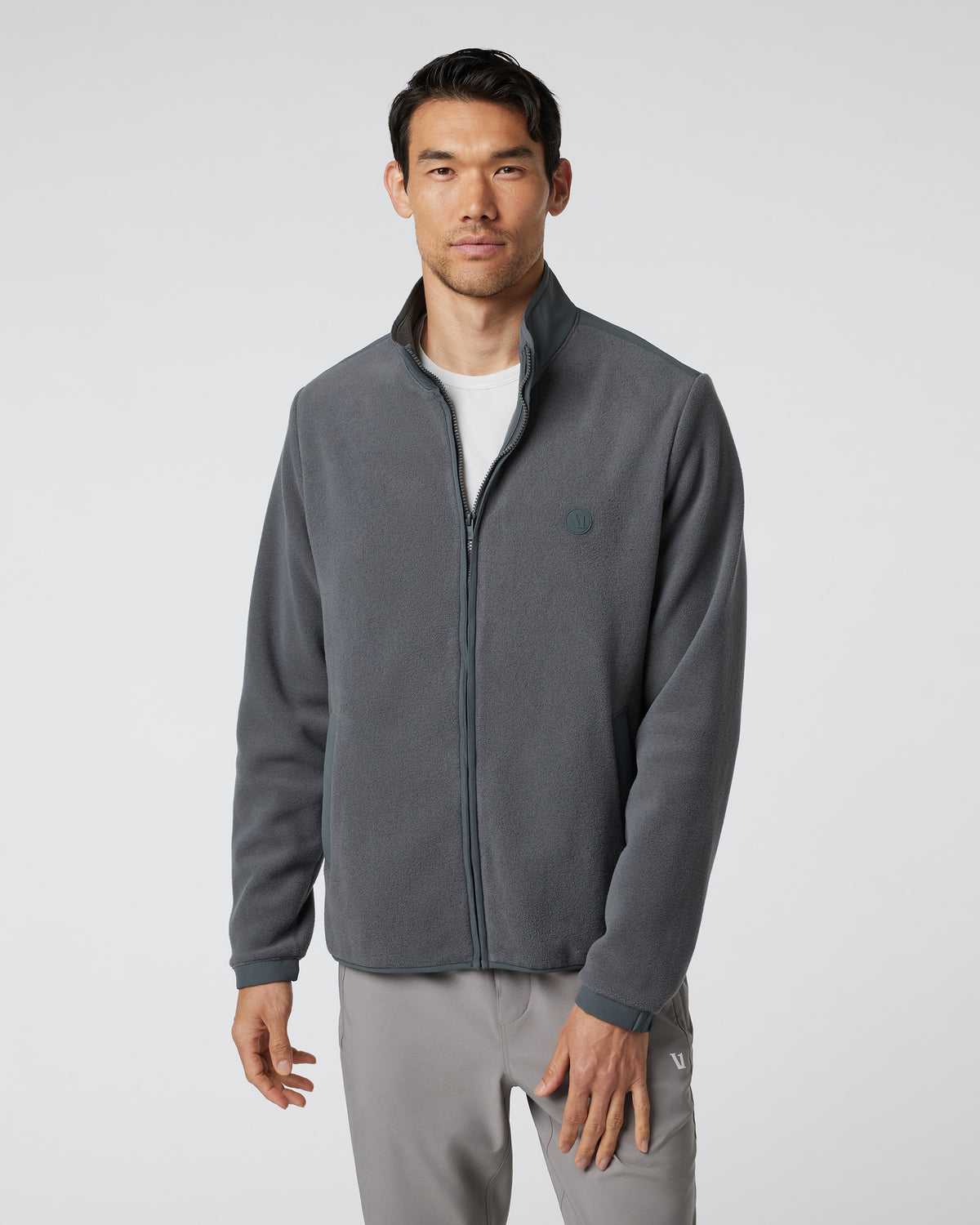 Men Vuori Aspen Full Zip Jacket Dark Pewter Fleece Jacket