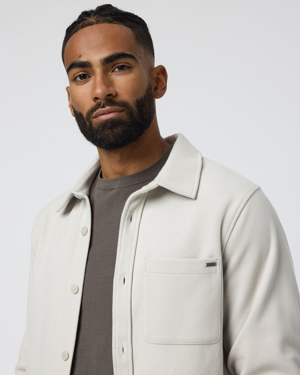 Men Vuori Beldon Shirt Jacket Knit Twill Oatmeal