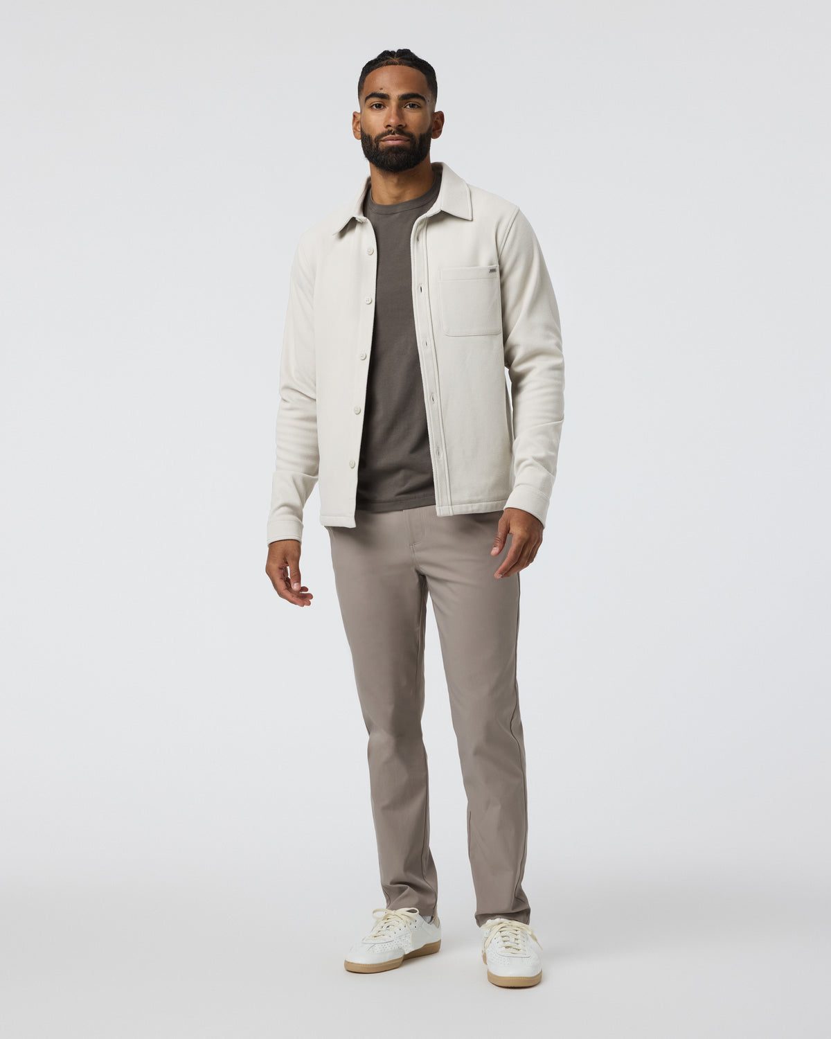 Men Vuori Beldon Shirt Jacket Knit Twill Oatmeal