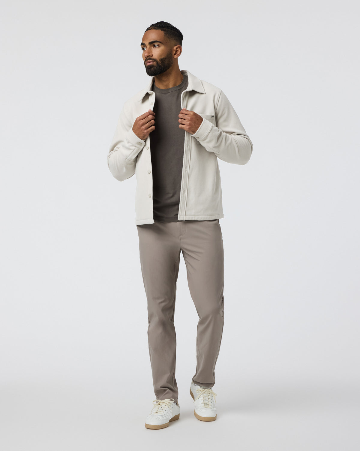 Men Vuori Beldon Shirt Jacket Knit Twill Oatmeal