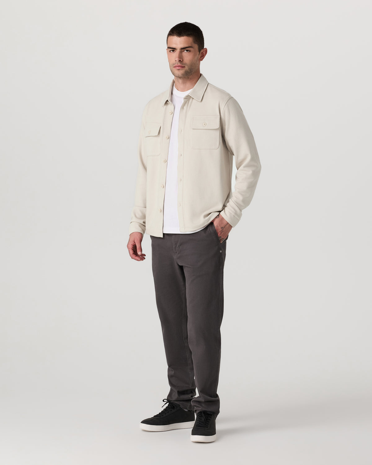 Men Vuori Waffle Shirt Jacket Men's Mushroom Waffle Knit Top