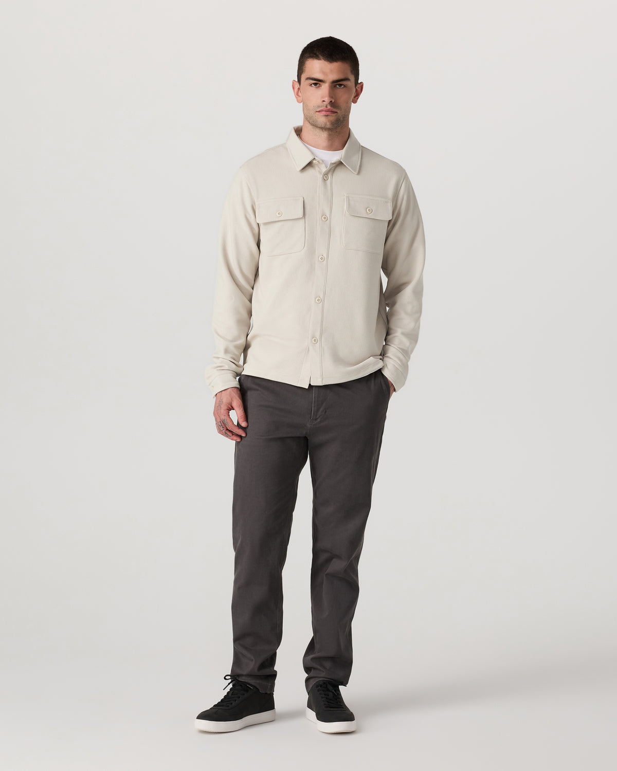 Men Vuori Waffle Shirt Jacket Men's Mushroom Waffle Knit Top