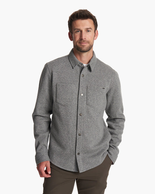 Men Vuori Del Mar Fleece Shirt Jacket Heather Grey Button Down