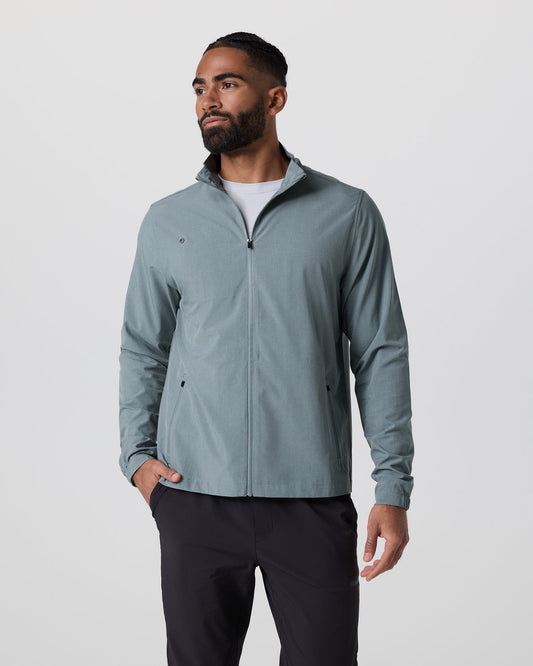 Men Vuori Venture Track Jacket Dusty Blue Linen Texture