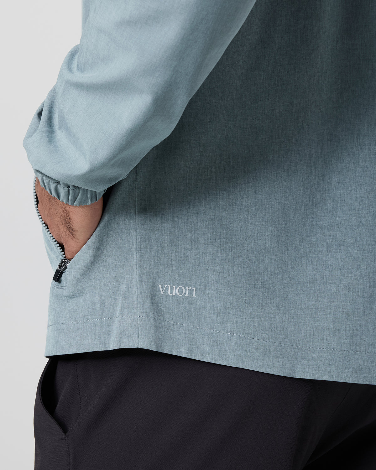 Men Vuori Venture Track Jacket Dusty Blue Linen Texture