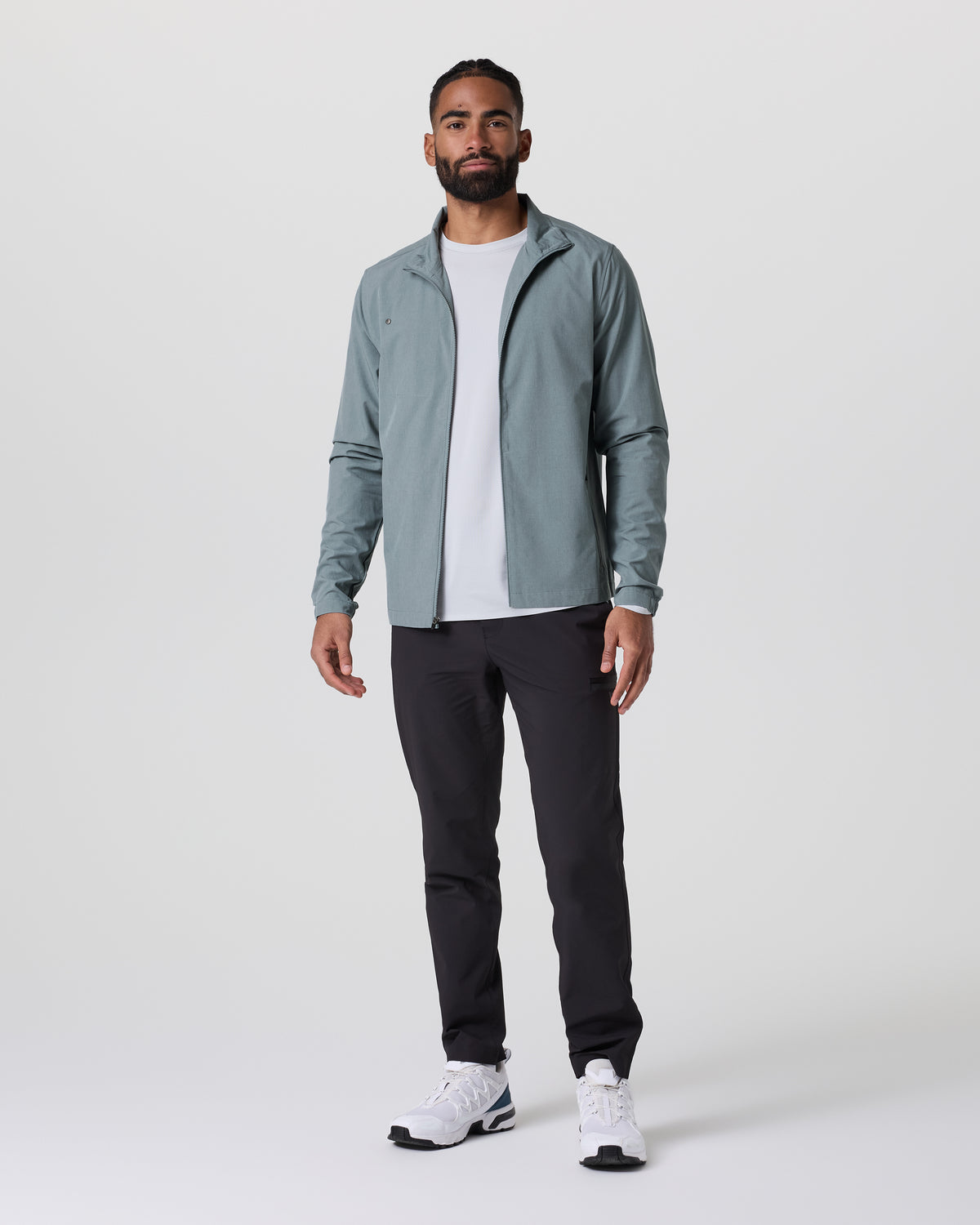 Men Vuori Venture Track Jacket Dusty Blue Linen Texture