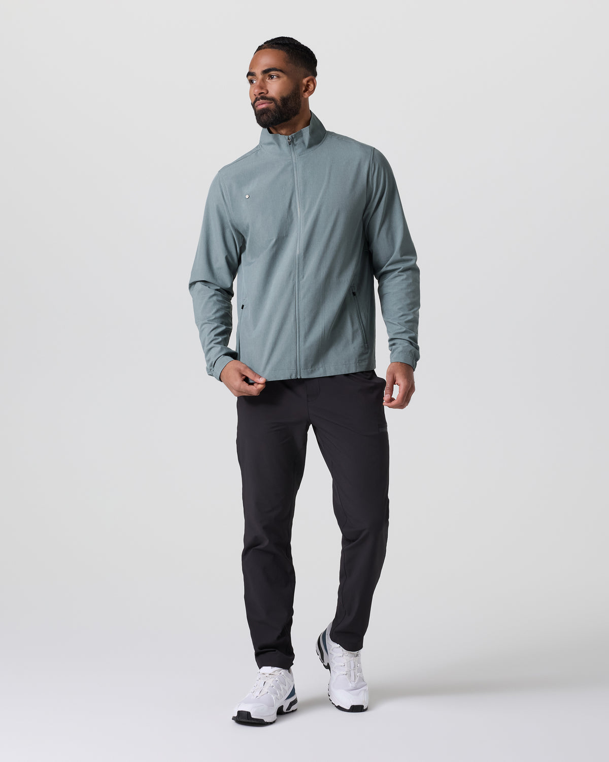 Men Vuori Venture Track Jacket Dusty Blue Linen Texture