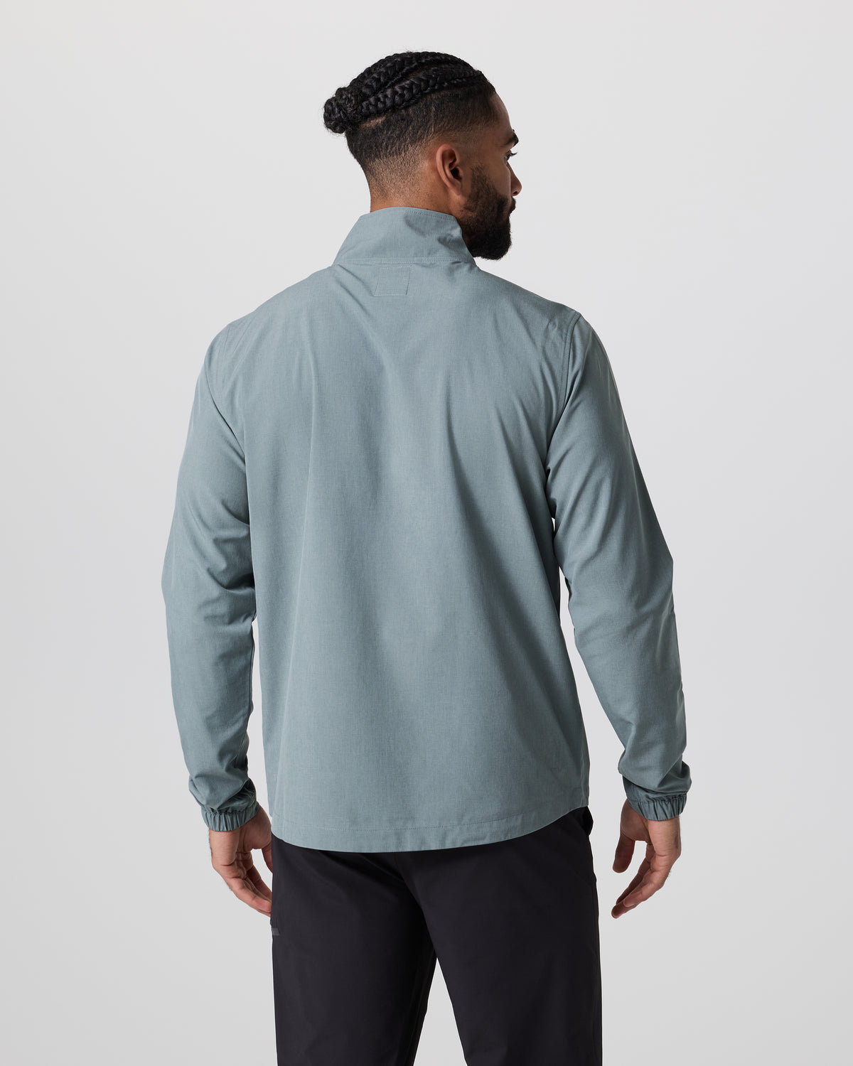 Men Vuori Venture Track Jacket Dusty Blue Linen Texture