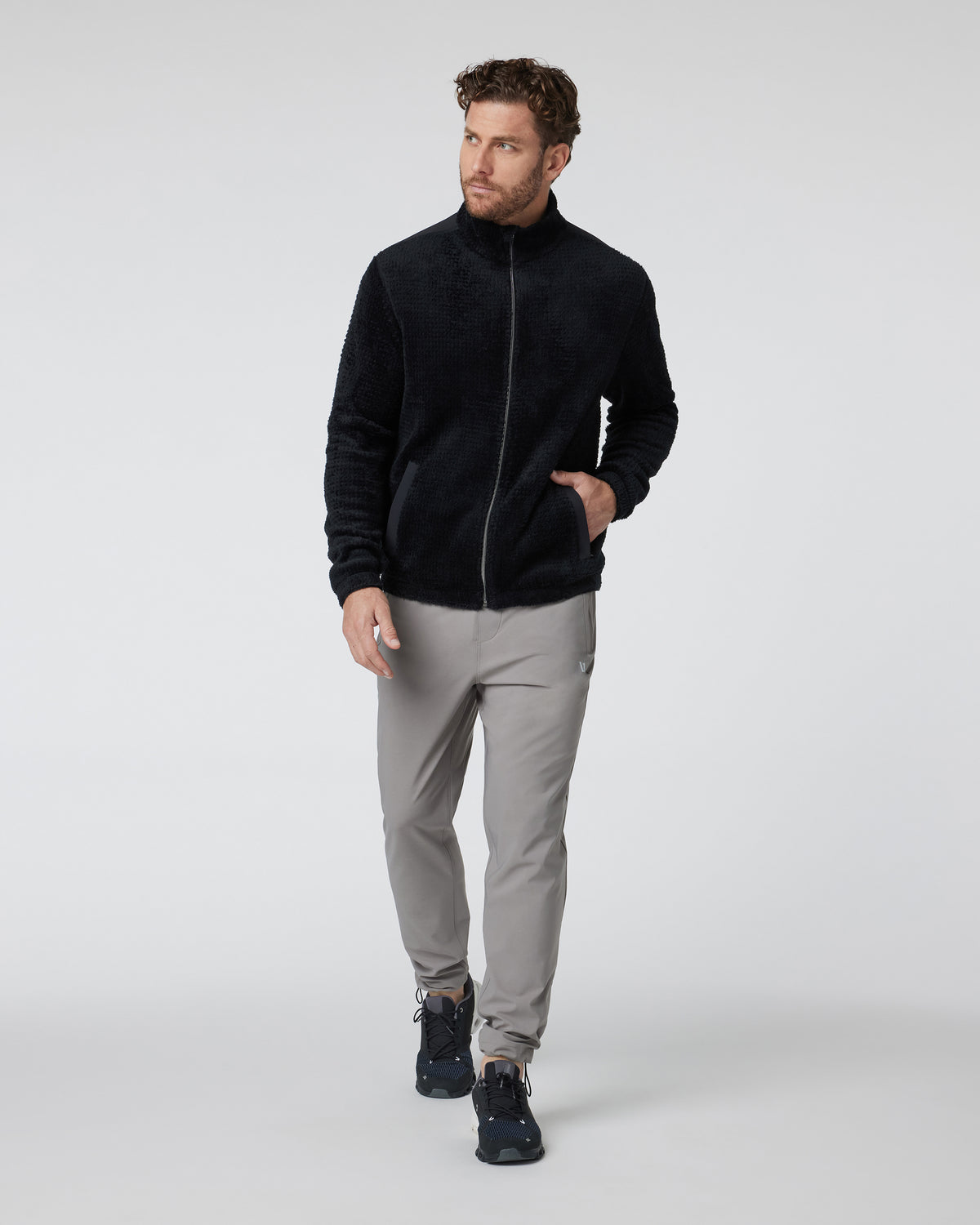 Men Vuori Fairfield Full Zip Jacket Men's Black Fleece Jacket