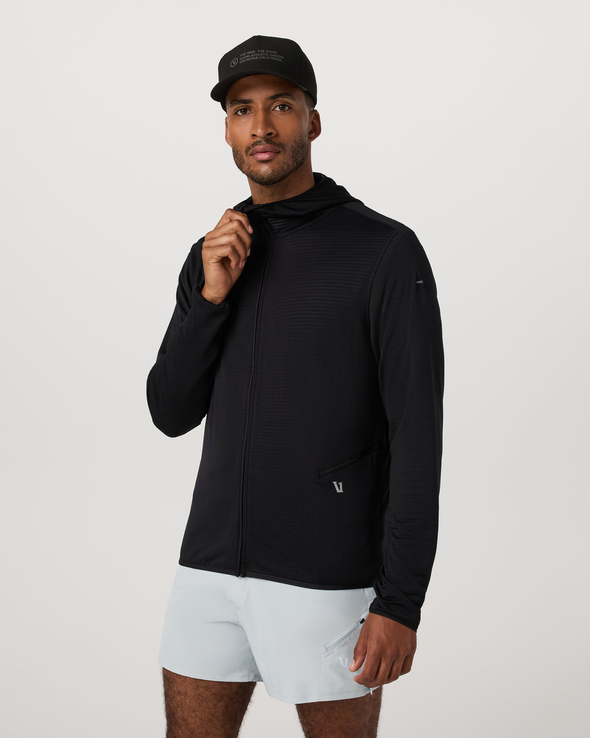 Men Vuori Powergrid Full Zip Jacket 2.0 Men's Black Fleece Jacket