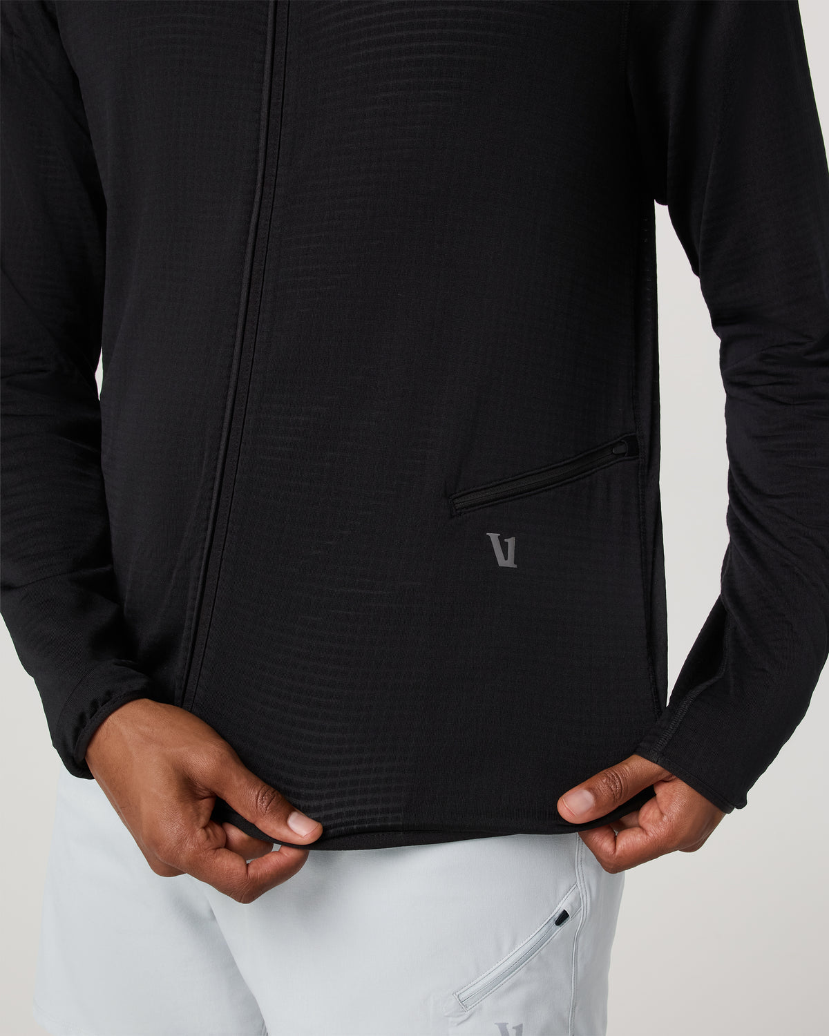 Men Vuori Powergrid Full Zip Jacket 2.0 Men's Black Fleece Jacket