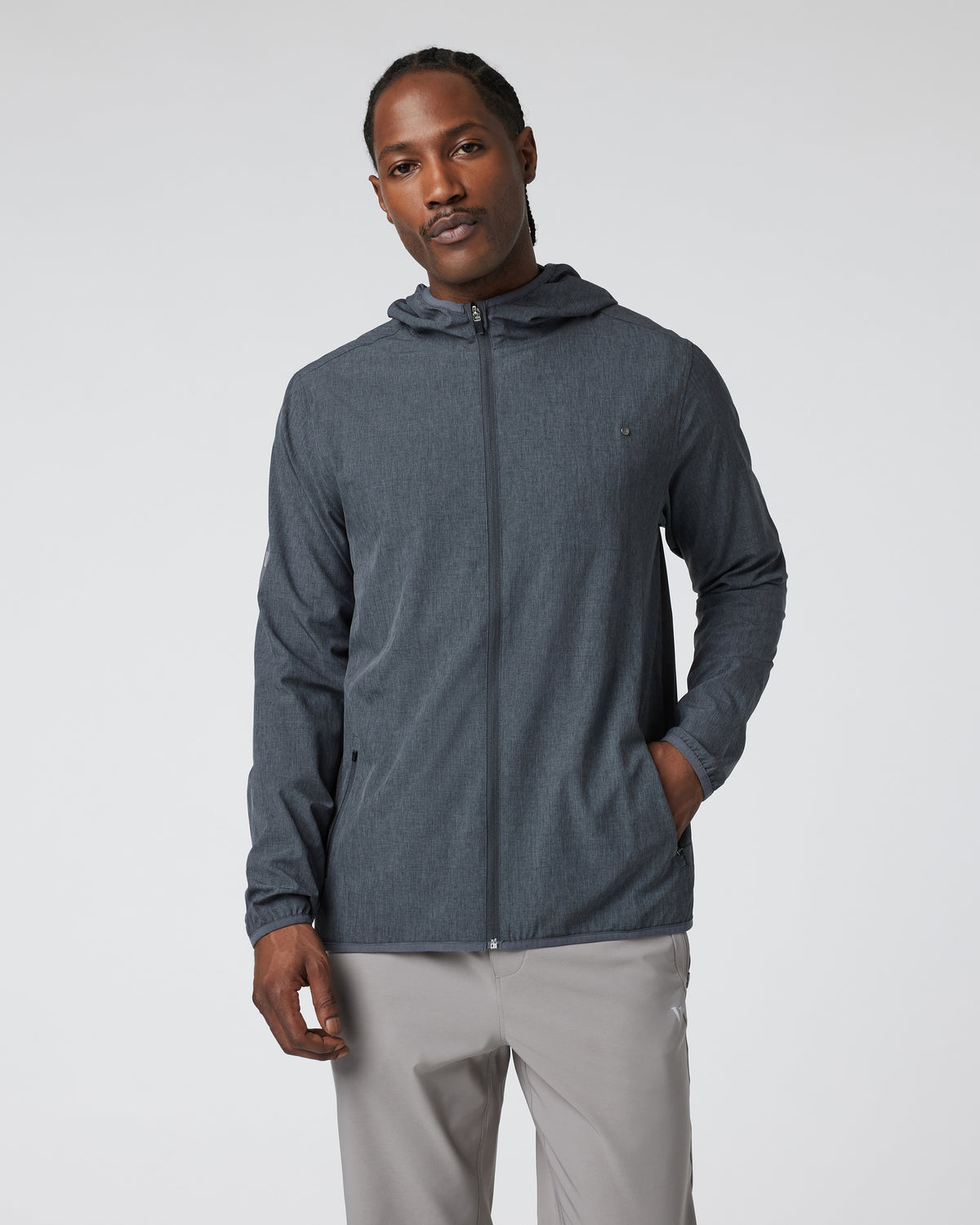 Men Vuori Outdoor Trainer Shell Dark Pewter Linen Texture