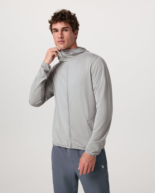Men Vuori Powergrid Full Zip Jacket 2.0 Men's Sea Fog Fleece Jacket