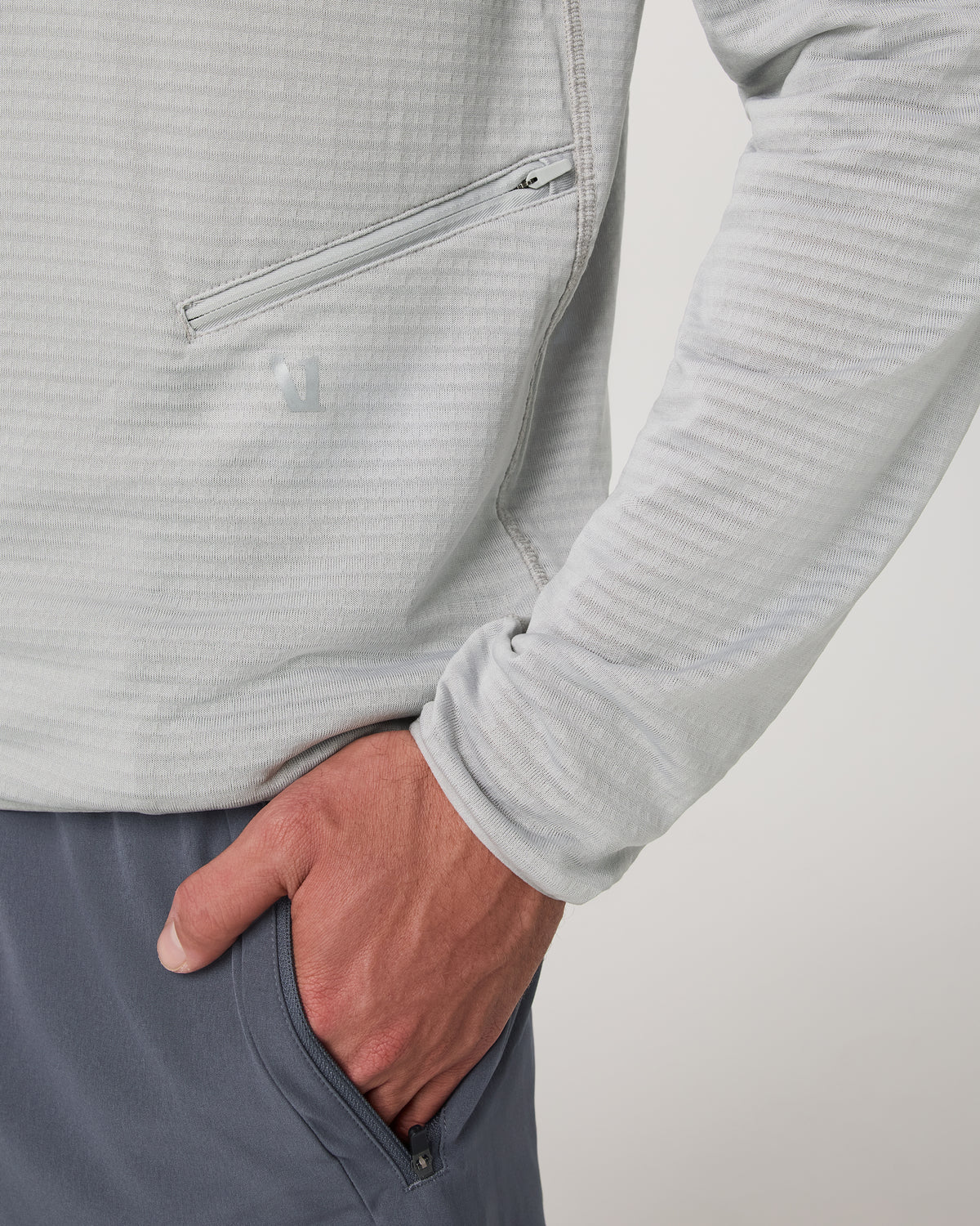 Men Vuori Powergrid Full Zip Jacket 2.0 Men's Sea Fog Fleece Jacket