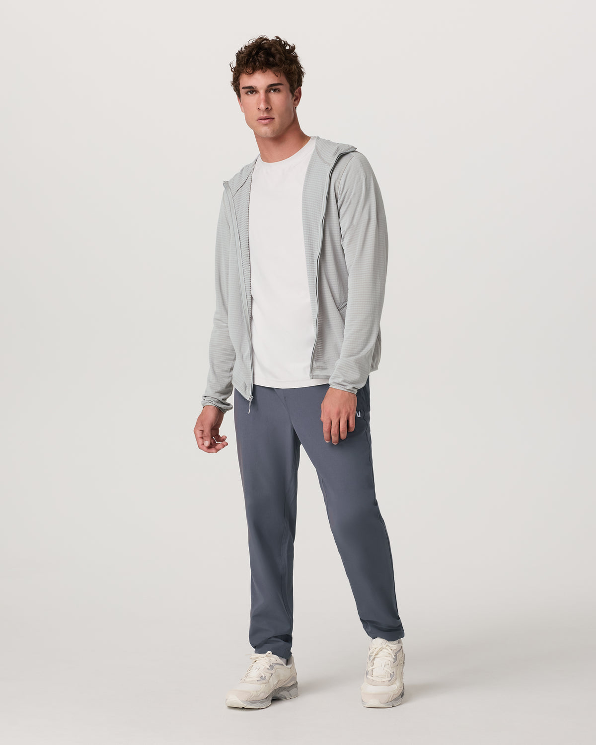 Men Vuori Powergrid Full Zip Jacket 2.0 Men's Sea Fog Fleece Jacket