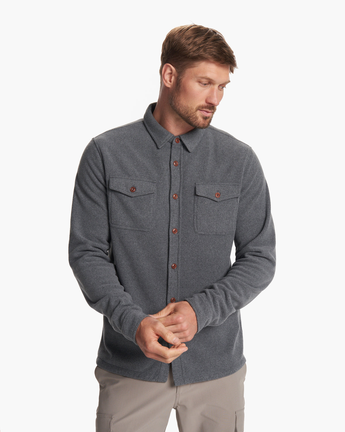 Men Vuori Aspen Shirt Jacket Men's Heather Grey Shirt Jacket