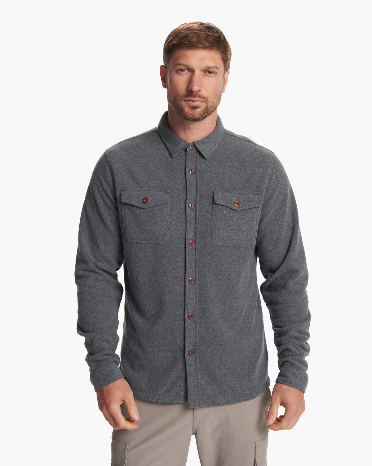Men Vuori Aspen Shirt Jacket Men's Heather Grey Shirt Jacket