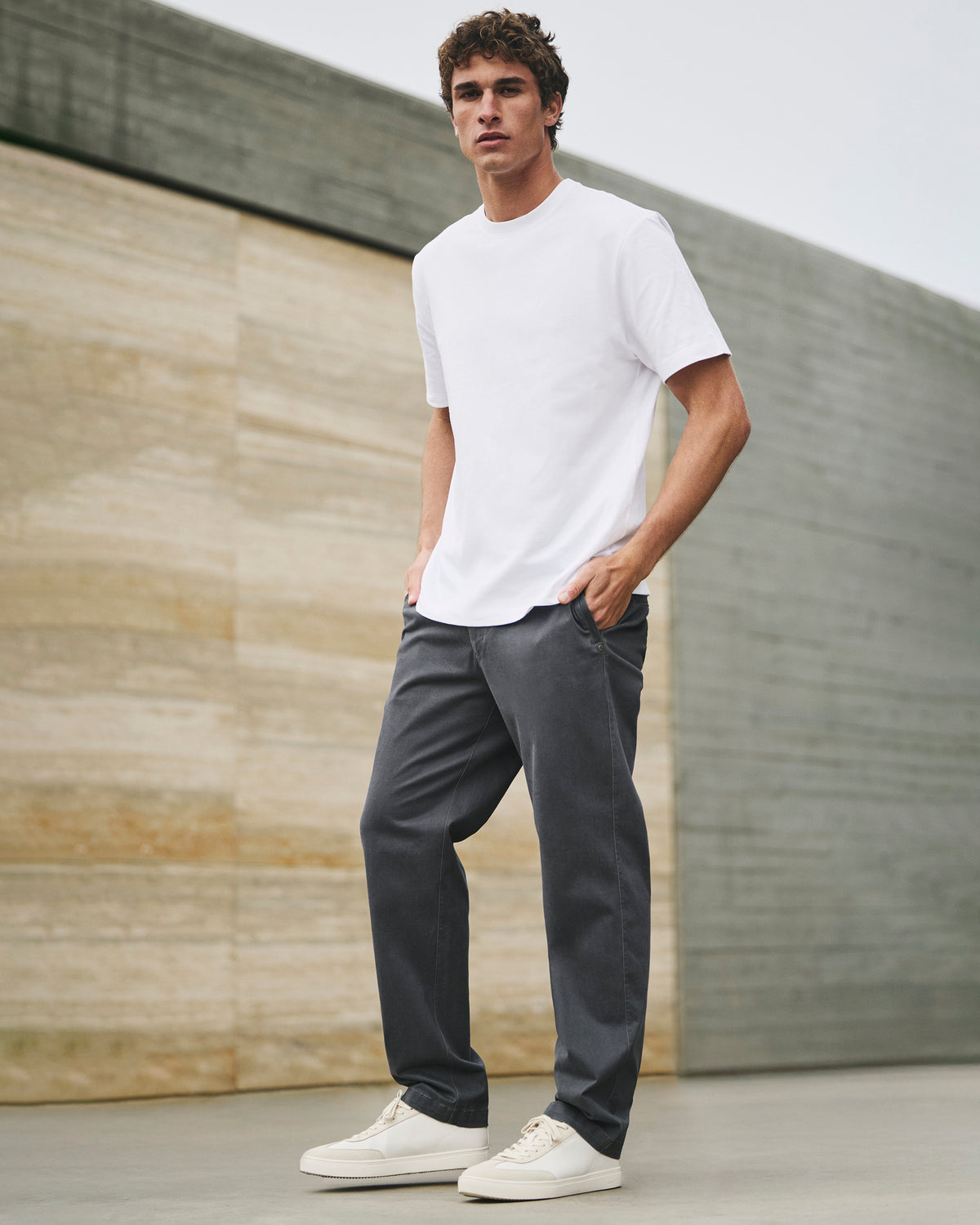 Men Vuori Short Sleeve Heavyweight Cotton Tee Men's White T-Shirt