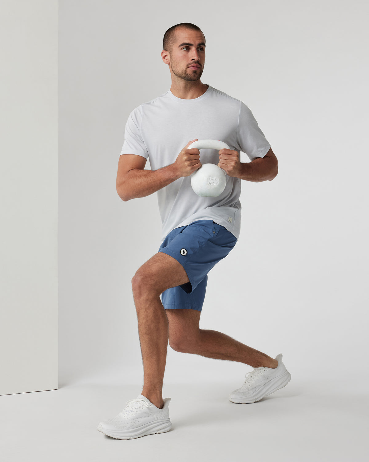 Men Vuori Current Tech Tee Men's Frost Grey Lightweight Shirt