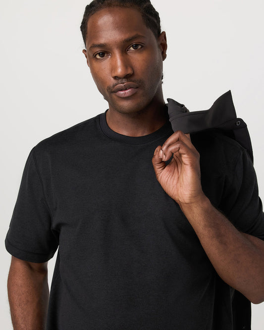 Men Vuori Men's Short Sleeve Ponto Tee - Relaxed Black Heather