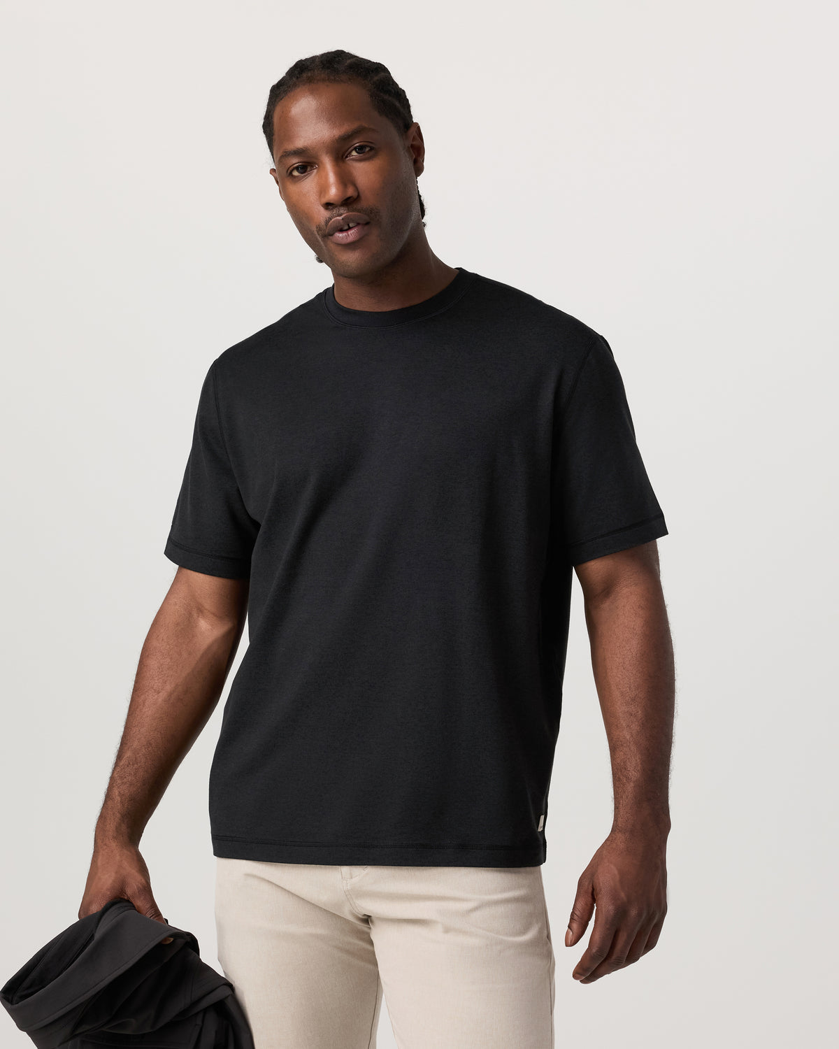 Men Vuori Men's Short Sleeve Ponto Tee - Relaxed Black Heather