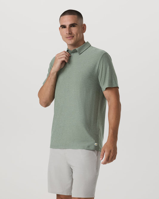 Men Vuori Strato Tech Polo Men's Thyme Heather Performance Shirt