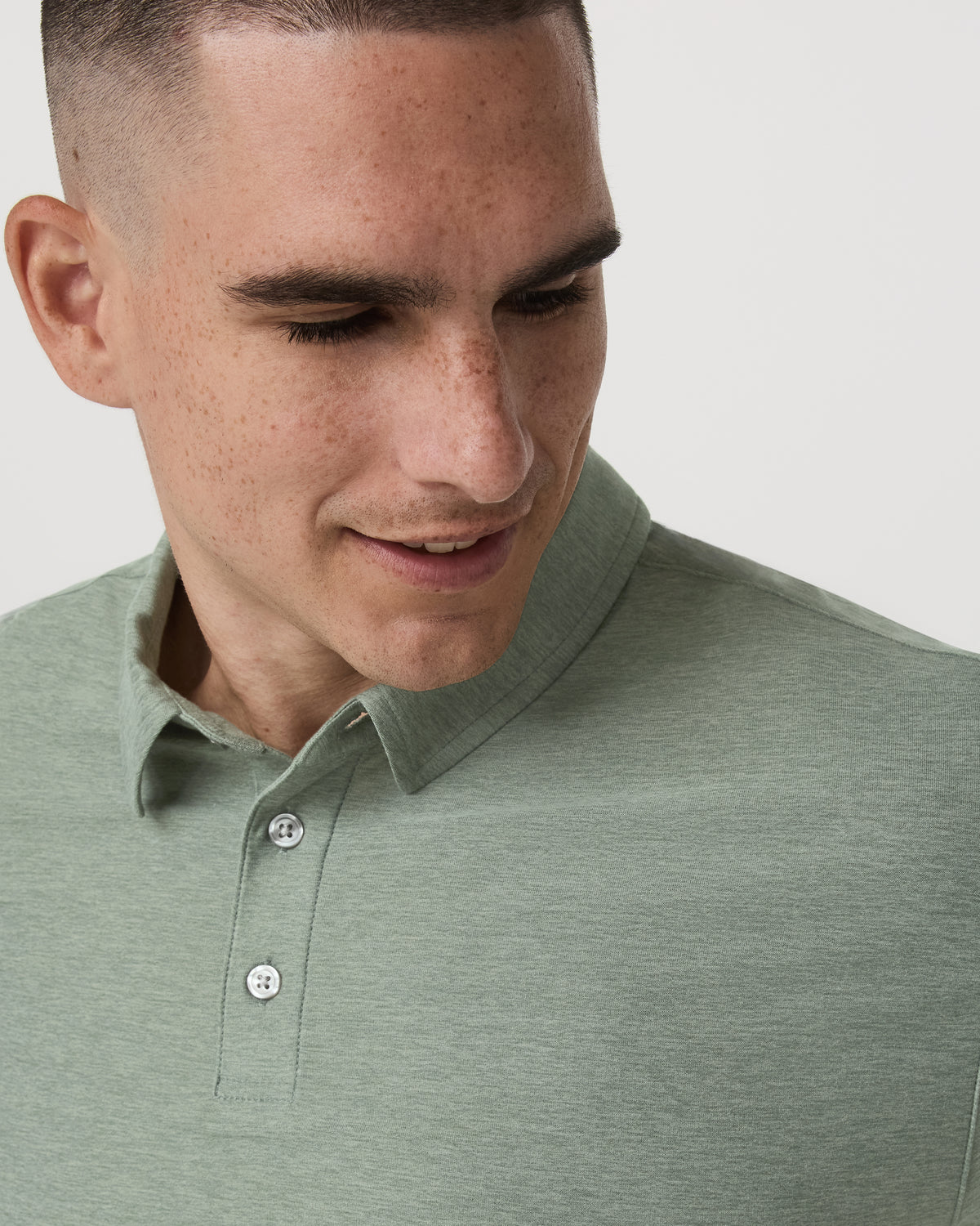 Men Vuori Strato Tech Polo Men's Thyme Heather Performance Shirt