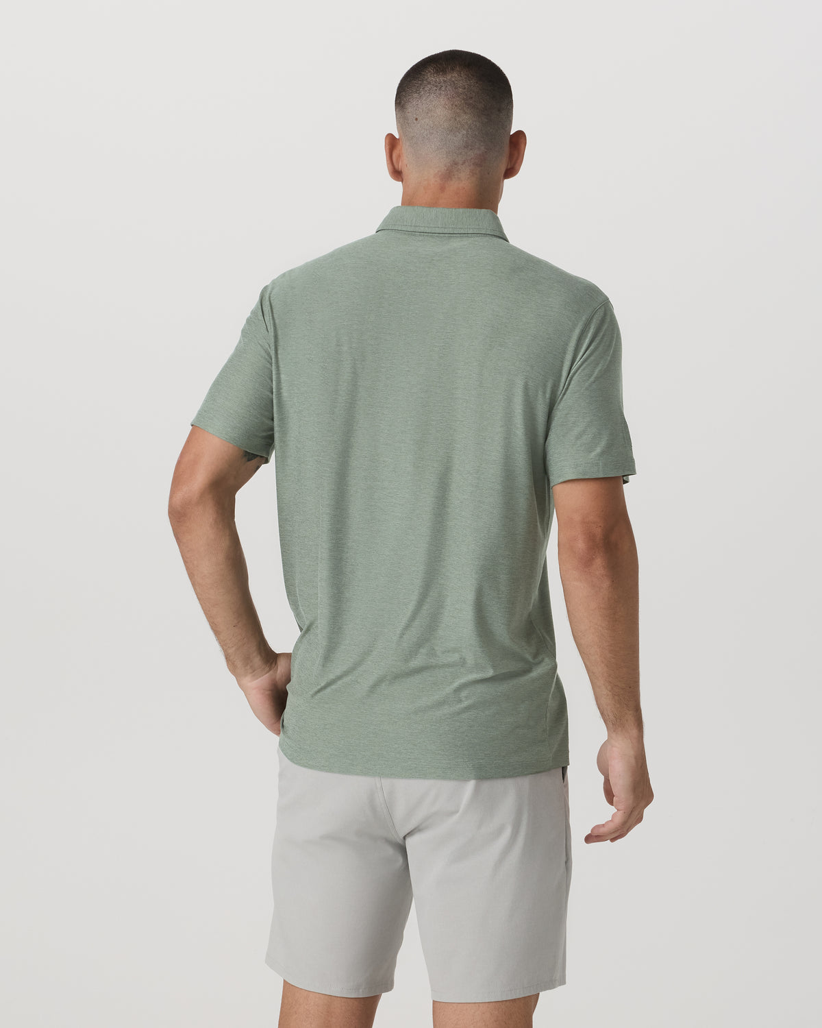 Men Vuori Strato Tech Polo Men's Thyme Heather Performance Shirt
