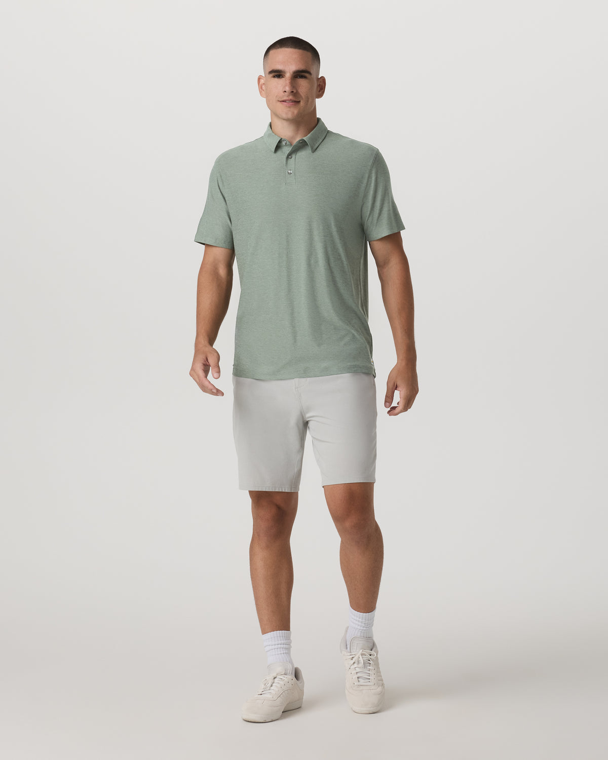 Men Vuori Strato Tech Polo Men's Thyme Heather Performance Shirt