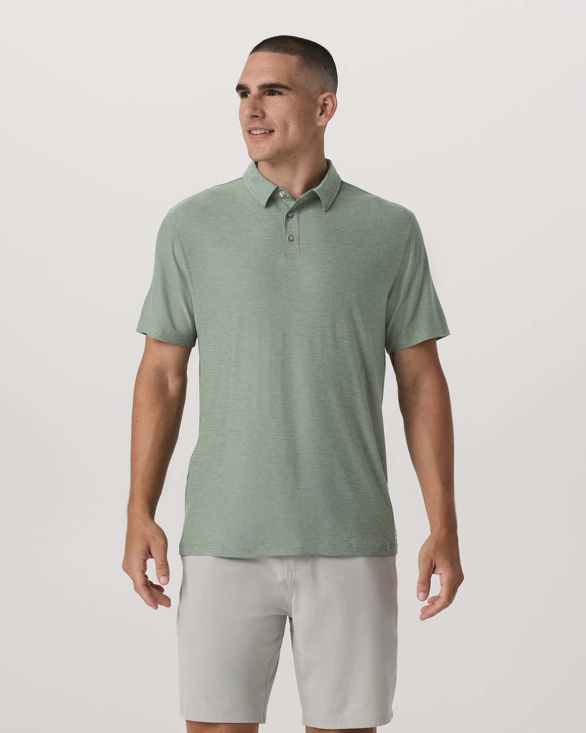 Men Vuori Strato Tech Polo Men's Thyme Heather Performance Shirt