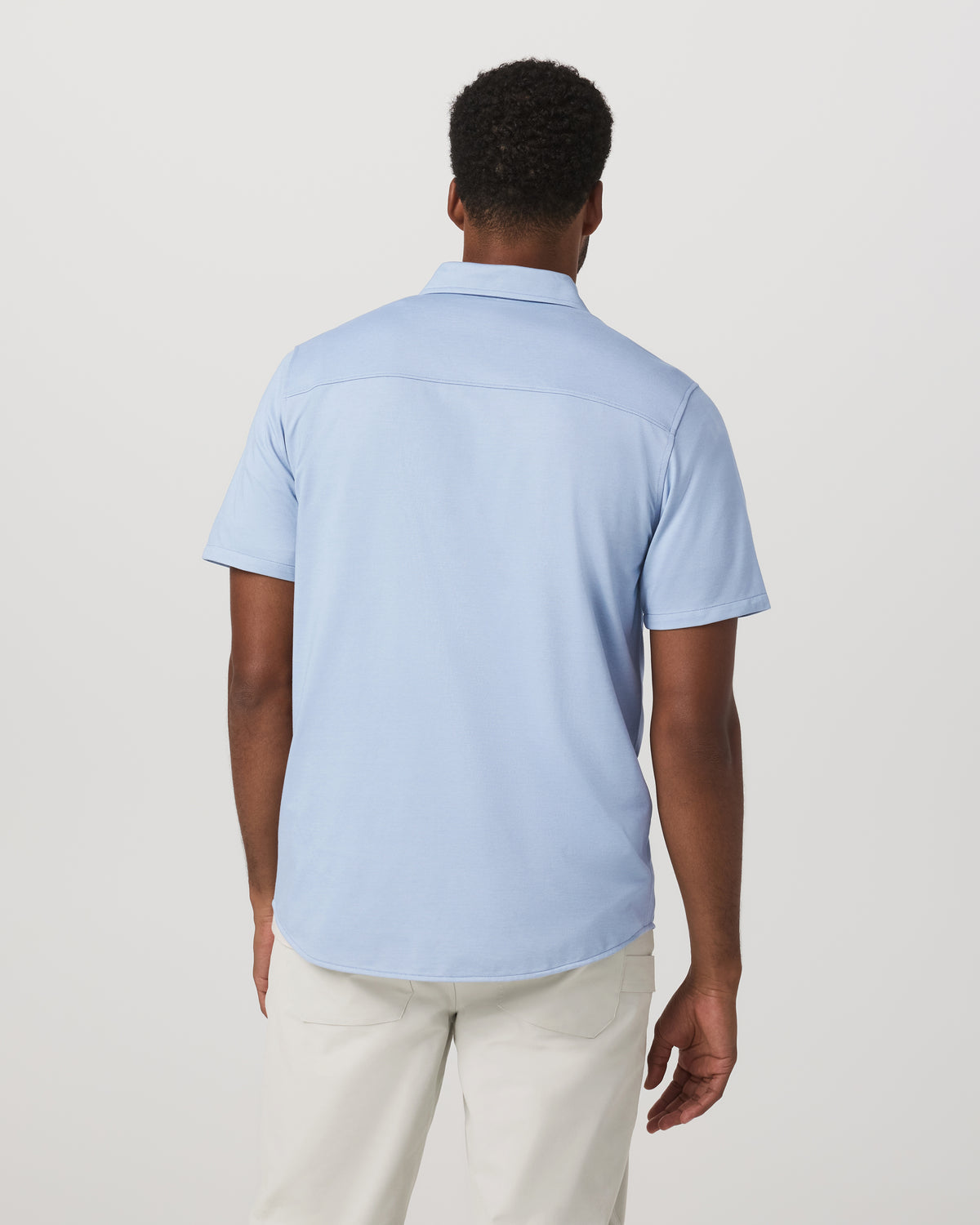 Men Vuori Short Sleeve Knit Oxford Button Down - Classic Fit Blue